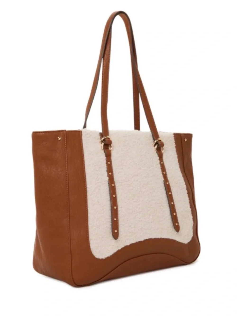 EUC [Jessica Simpson] Vienna Vegan Leather Sherpa Tote Shoulder Bag Purse - Picture 2 of 16